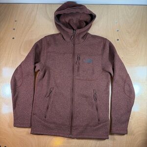 The North Face Men's Hooded Jacket in Brick Rust Brown Color Small
